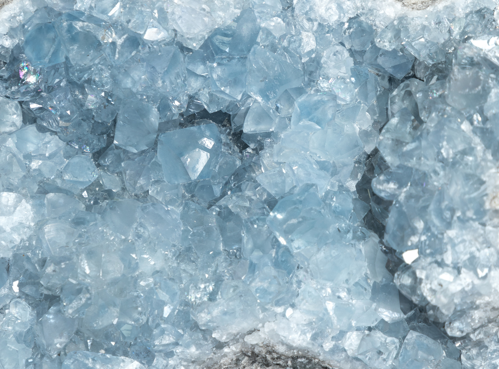 Blue celestite geode crystal background